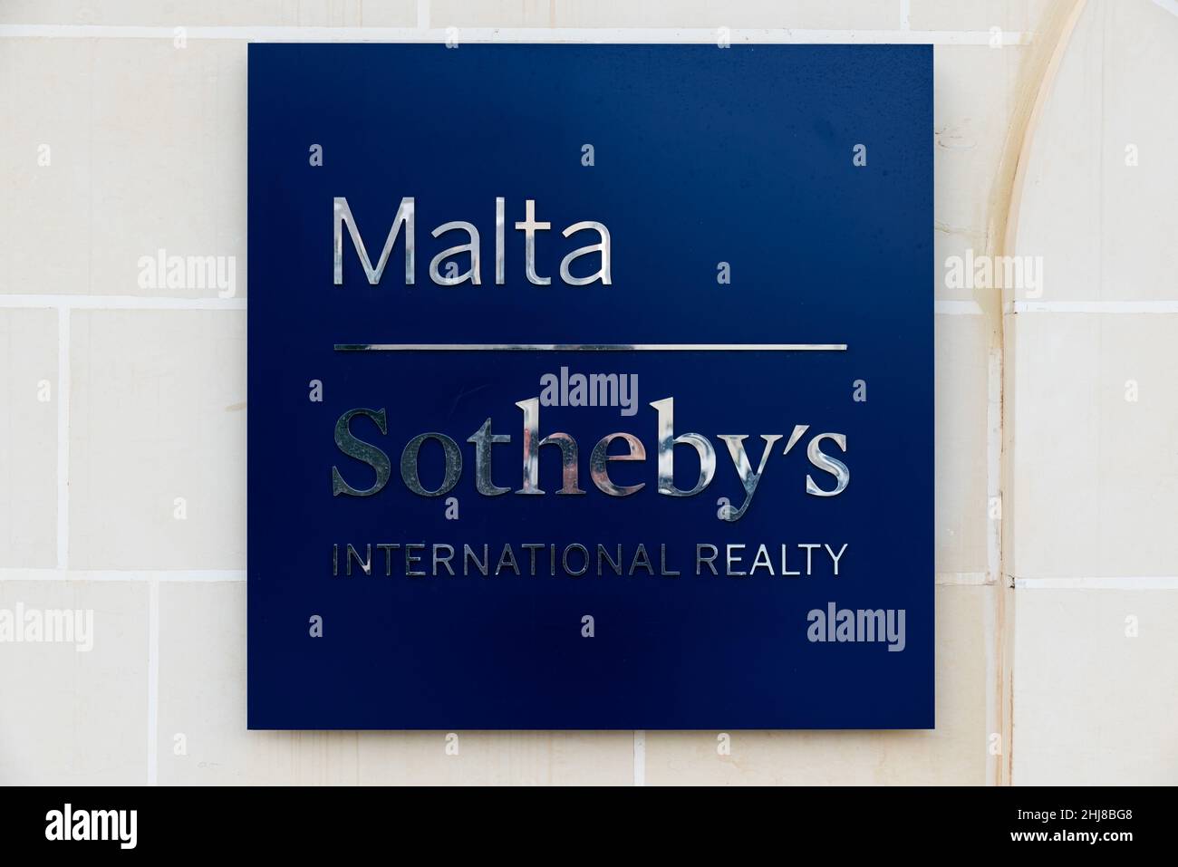 Saint Julian, Malta 01 07 2022 Sign of the Malta Sotheby's