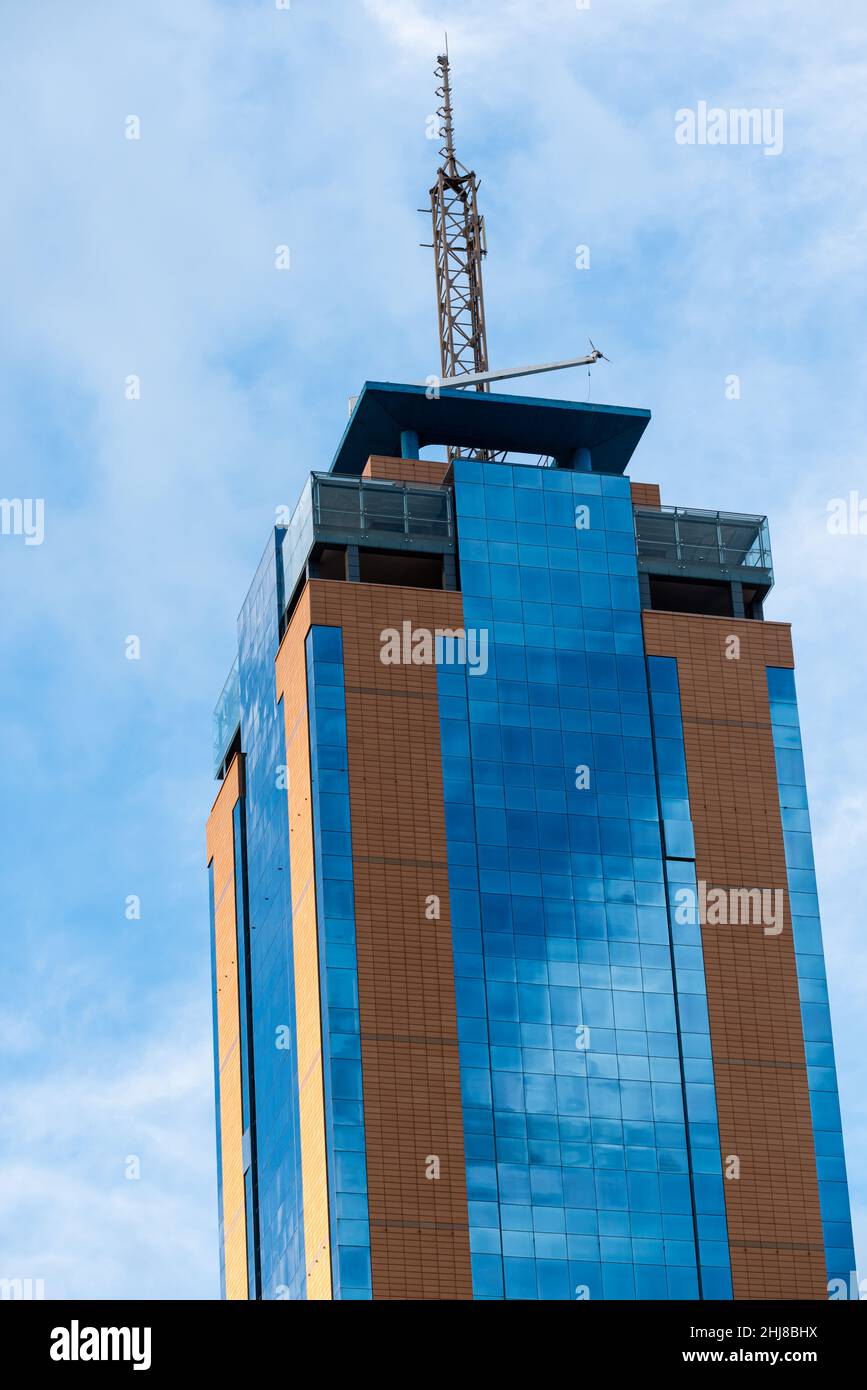 Saint Julian, Malta - 01 07 2022: The Portomaso Business Tower against a blue sky background Stock Photo