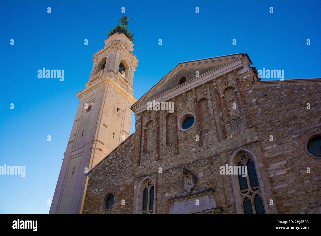 The historic cathedral in NE Italian city of Belluno, Veneto region. This 18th century Baroque duomo is known as Basilica Cattedrale di San Martino Stock Photo