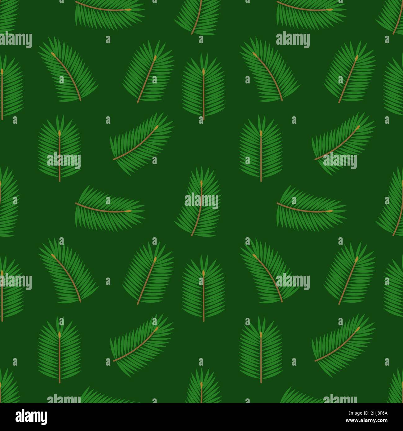 Christmas tree fir branches green seamless pattern. Vector illustration ...
