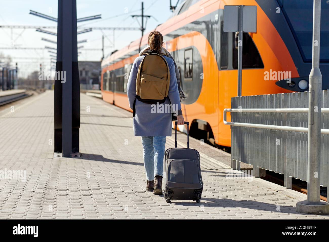 Woman bag on train hi-res stock photography and images - Alamy