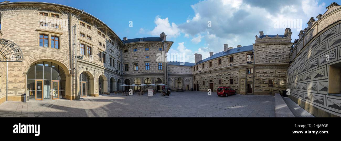 Inside of the Schwarzenbersky Palace at Hradcany Square in Prague, Czech Republic Stock Photo