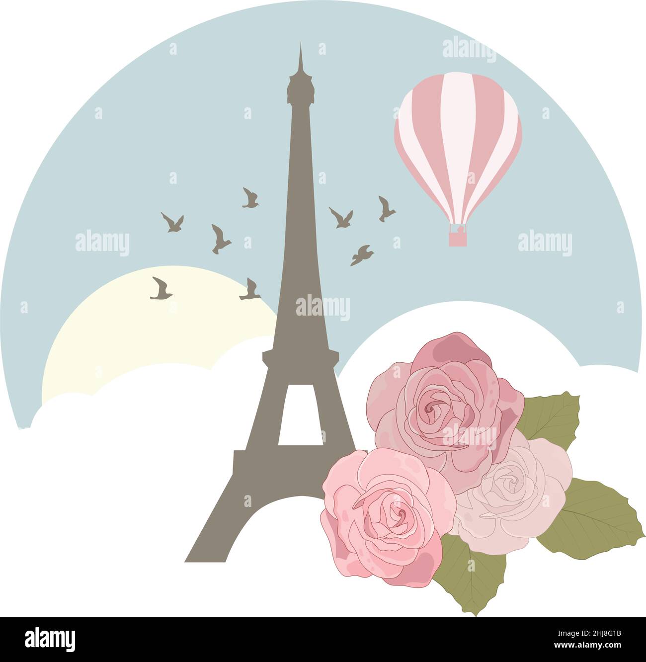 city eiffel tower and flowers Stock Vector