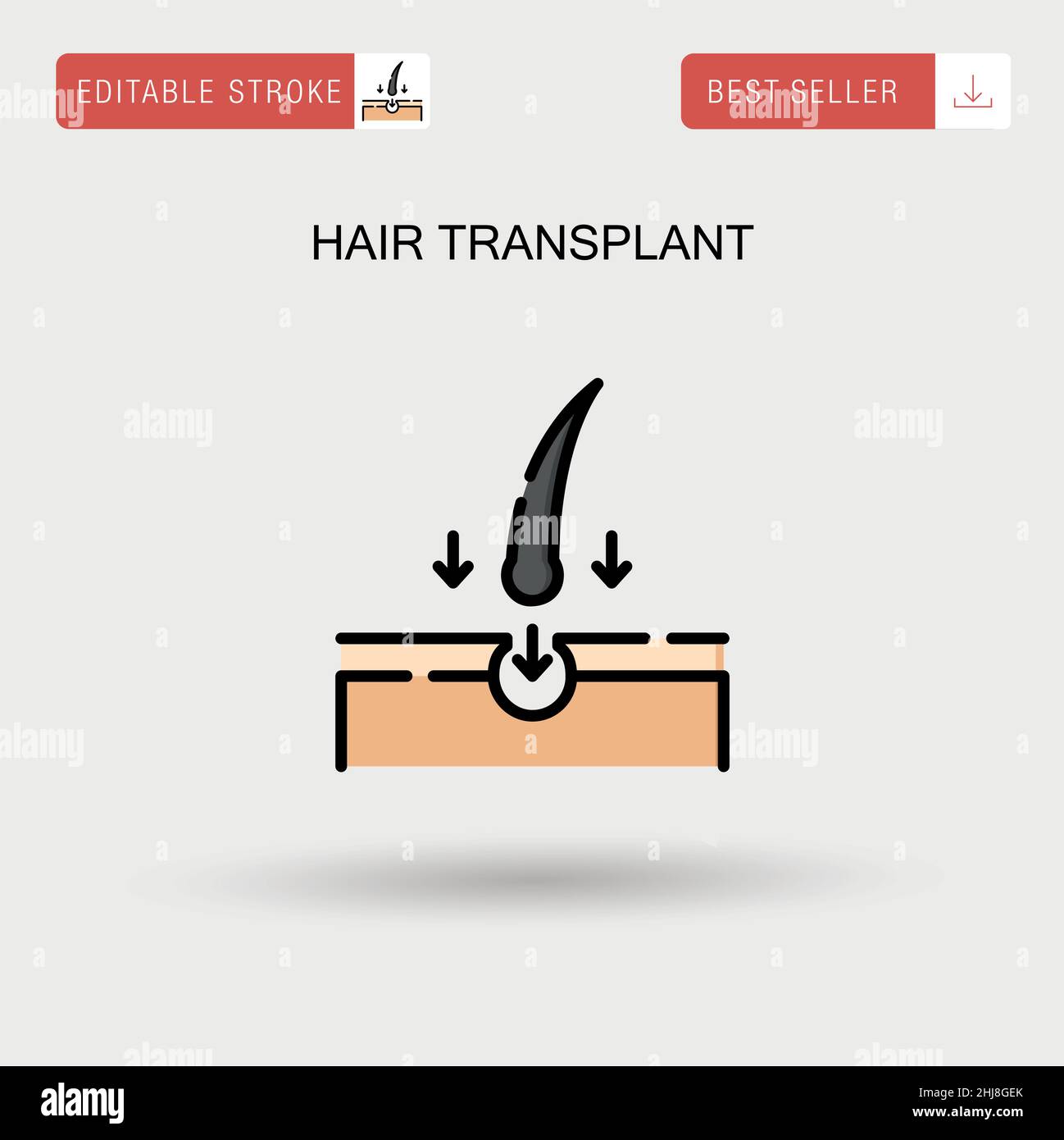 Hair transplant Simple vector icon. Stock Vector