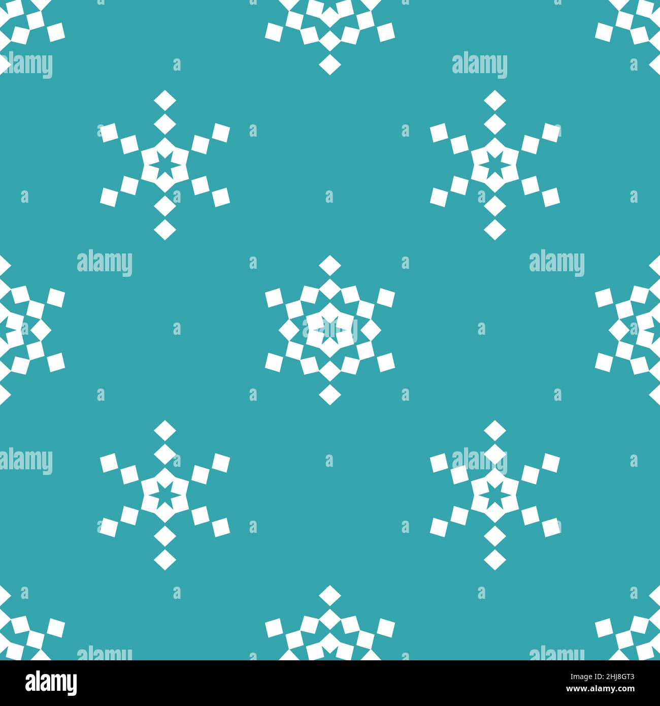 White snowflakes on blue background geometric seamless pattern. Vector ...