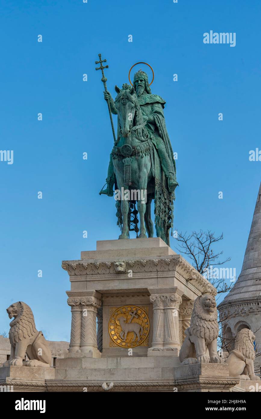 Saint Stephen Statue in Budapest, Hungary Stock Photo