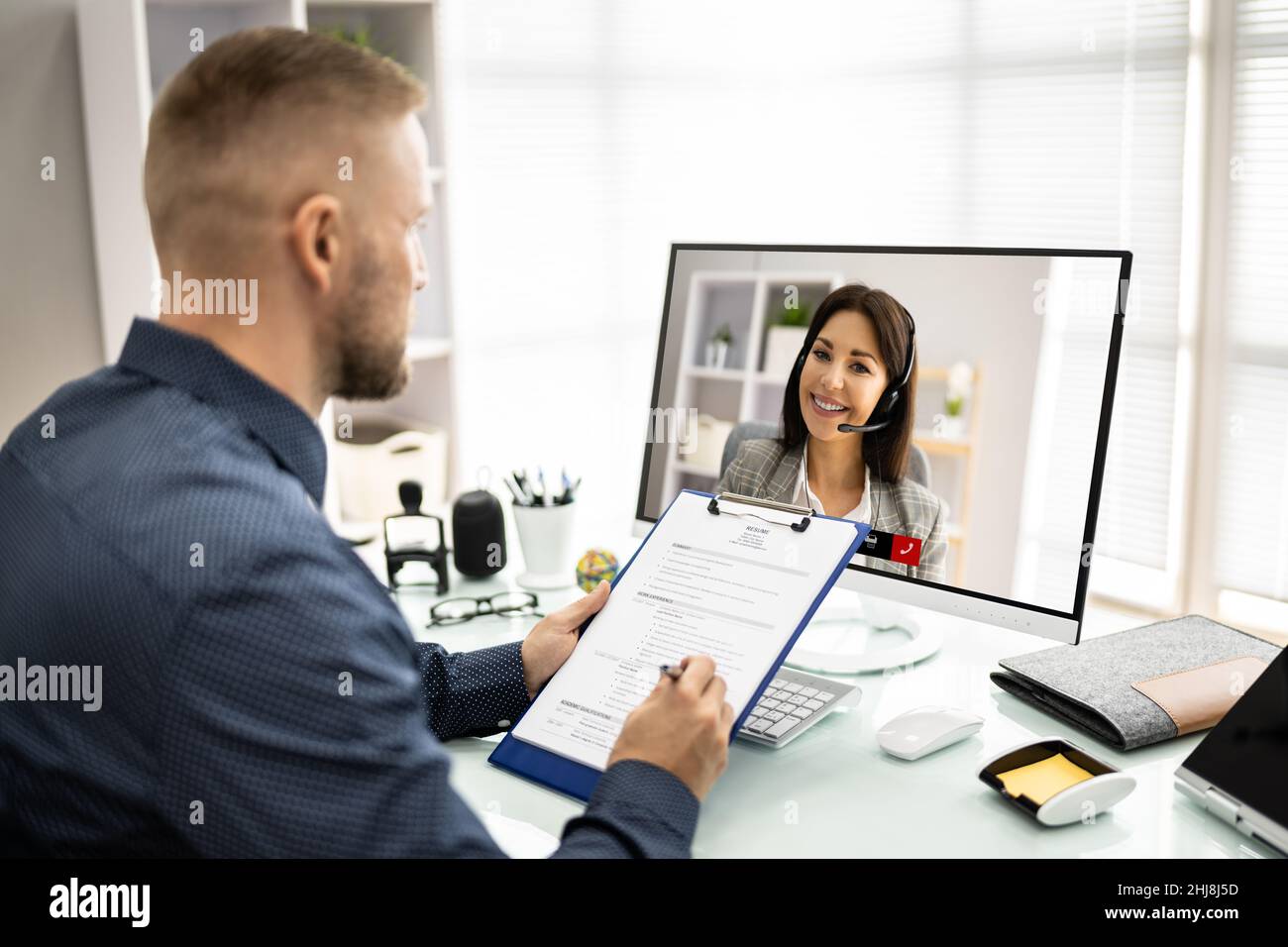 Online video call job interview hi-res stock photography and images - Alamy