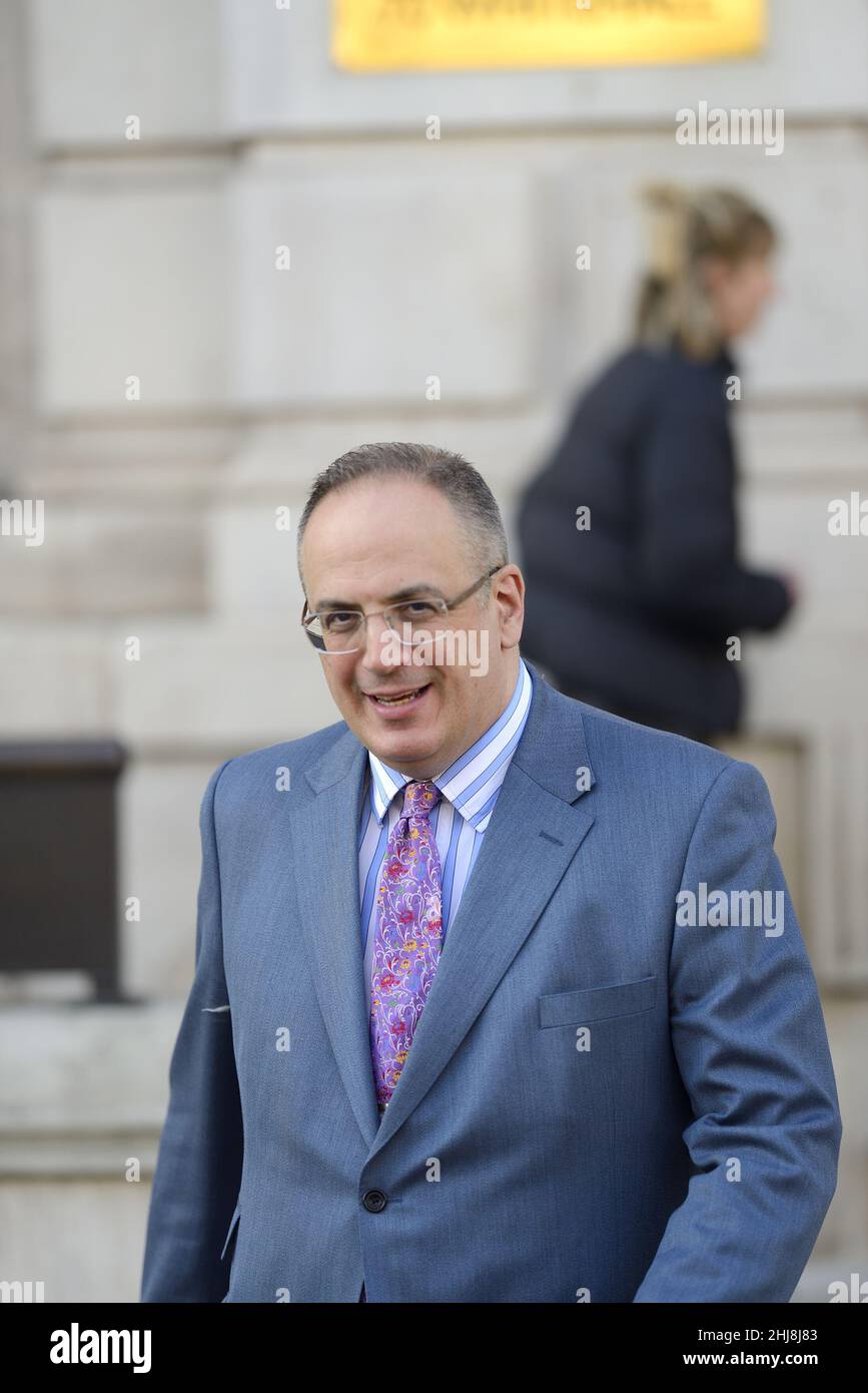 Michael Ellis QC MP - Paymaster General - leaving the Cabinet Office in Whitehall, Jan 26th 2022 Stock Photo