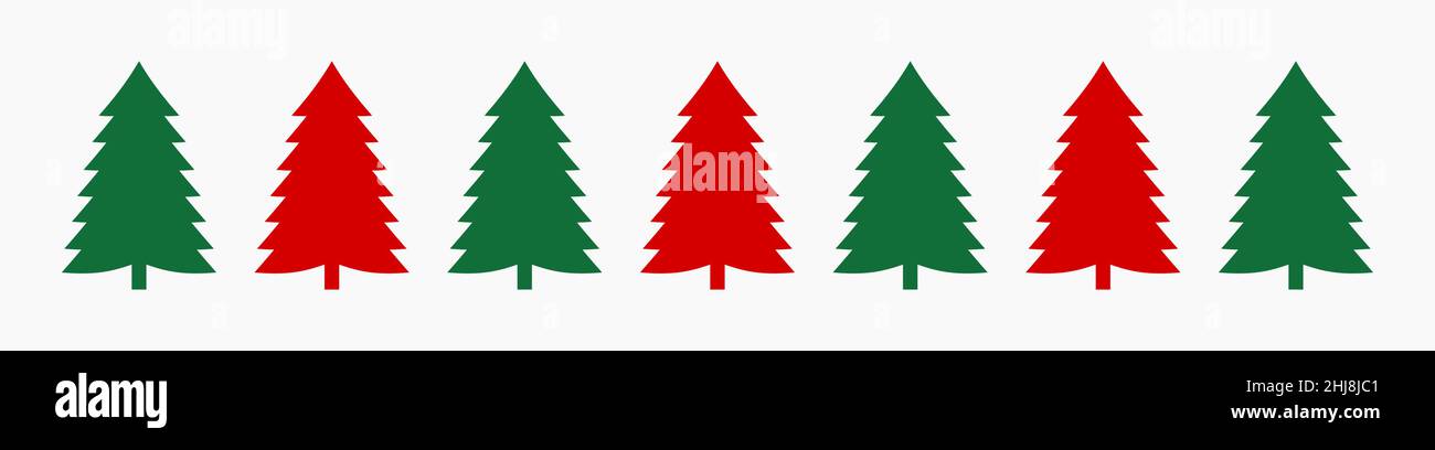 Christmas trees red and green border. Vector illustration Stock Vector ...