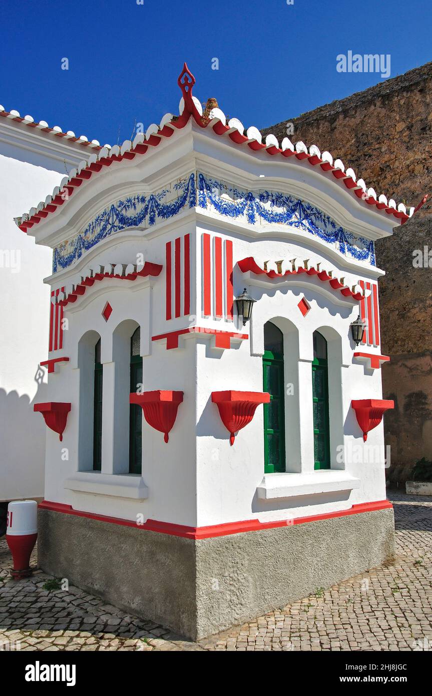 Decorative ticket booth in Old Town, Lagos, Lagos Municipality, Algarve Region, Portugal Stock Photo