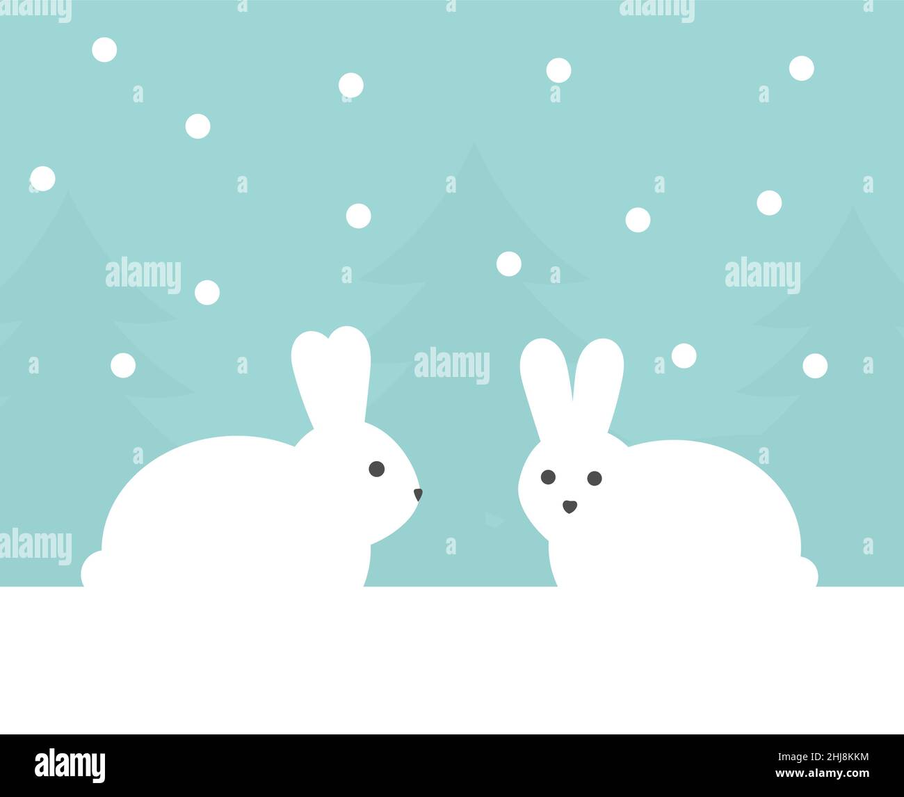Cute bunnies in winter scenery. Vector illustration Stock Vector Image ...