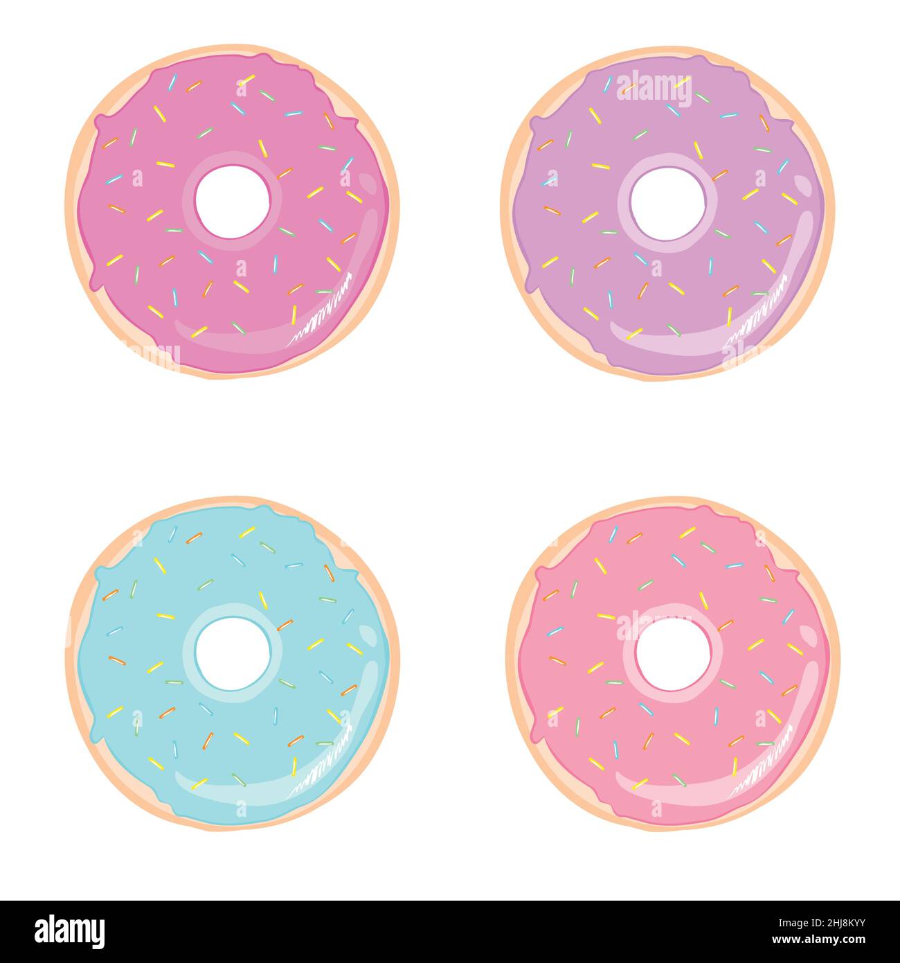 Donut set isolated for your design. Vector color illustration Stock Vector