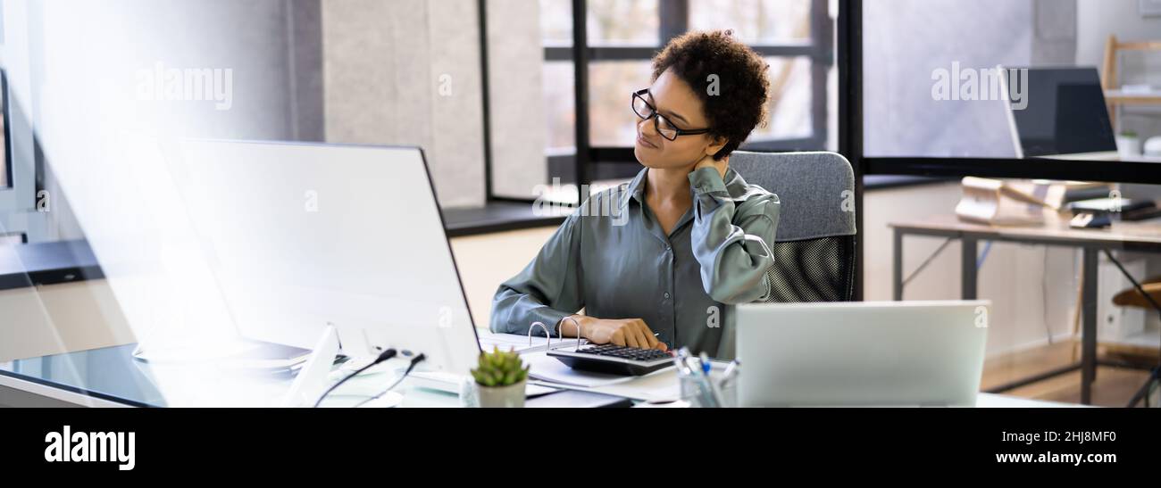 Ergonomic Computer Chair Bad Posture And Pain Stock Photo Alamy