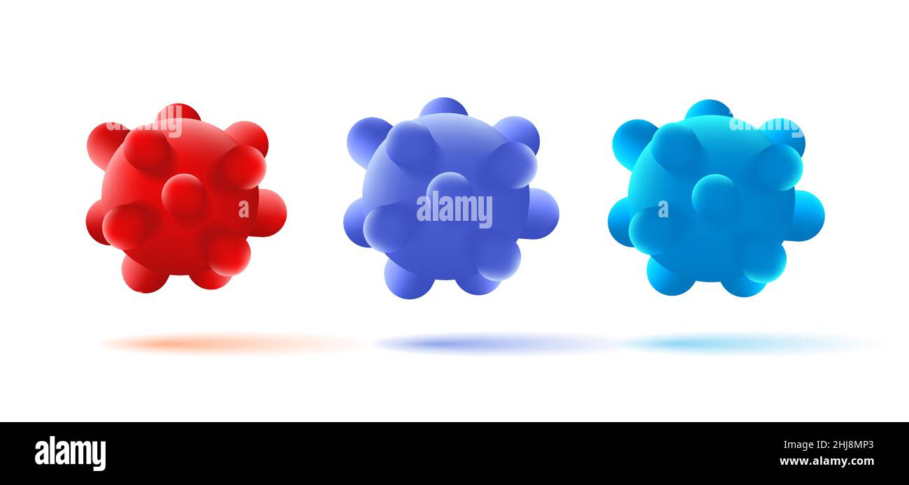 Set of isolated icons of Virus particle molecule. Pathogen organism ...