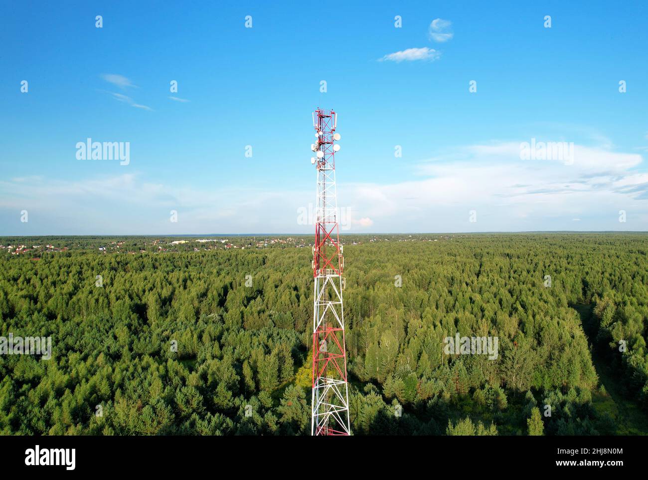 Mobile Tower installation. Cell site and Base Station. 5G