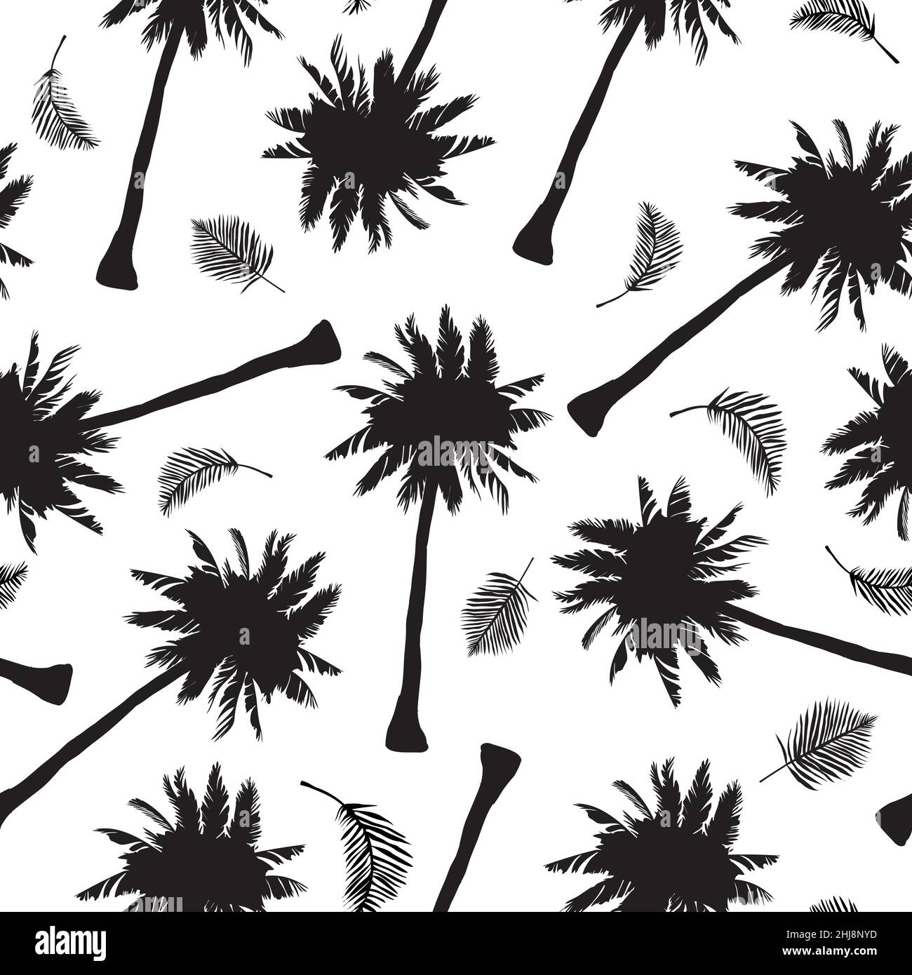 Palm tree pattern. Seamless hand drawn textures on exotic trendy ...