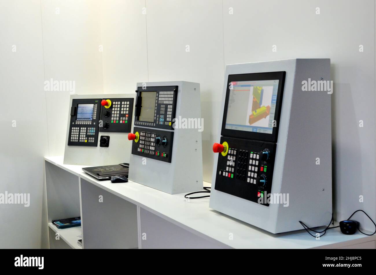 Computer menu for managing modern industrial metalworking CNC machine tools Stock Photo
