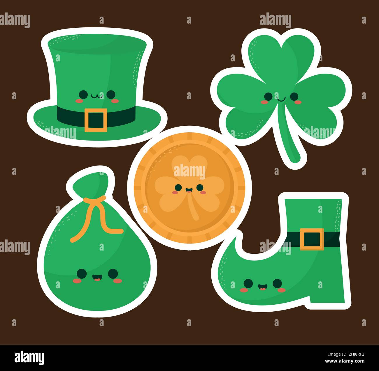 five st patricks day icons Stock Vector