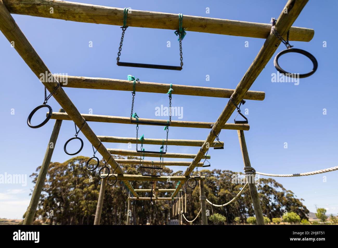 View of monkey bar obstacle course at a boot camp Stock Photo