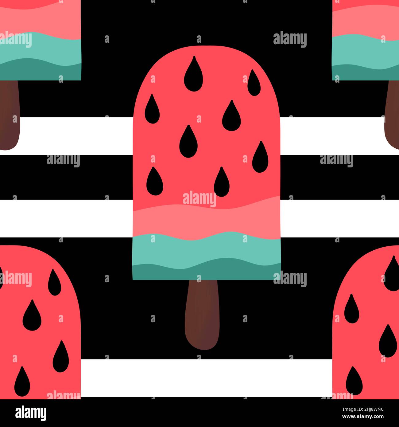 Tasty summer seamless ice cream watermelon pattern for fabrics and ...