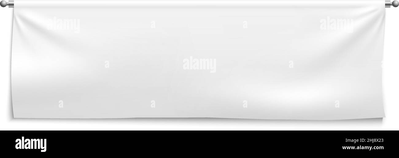 Horizontal canvas banner. Realistic white blank template Stock Vector