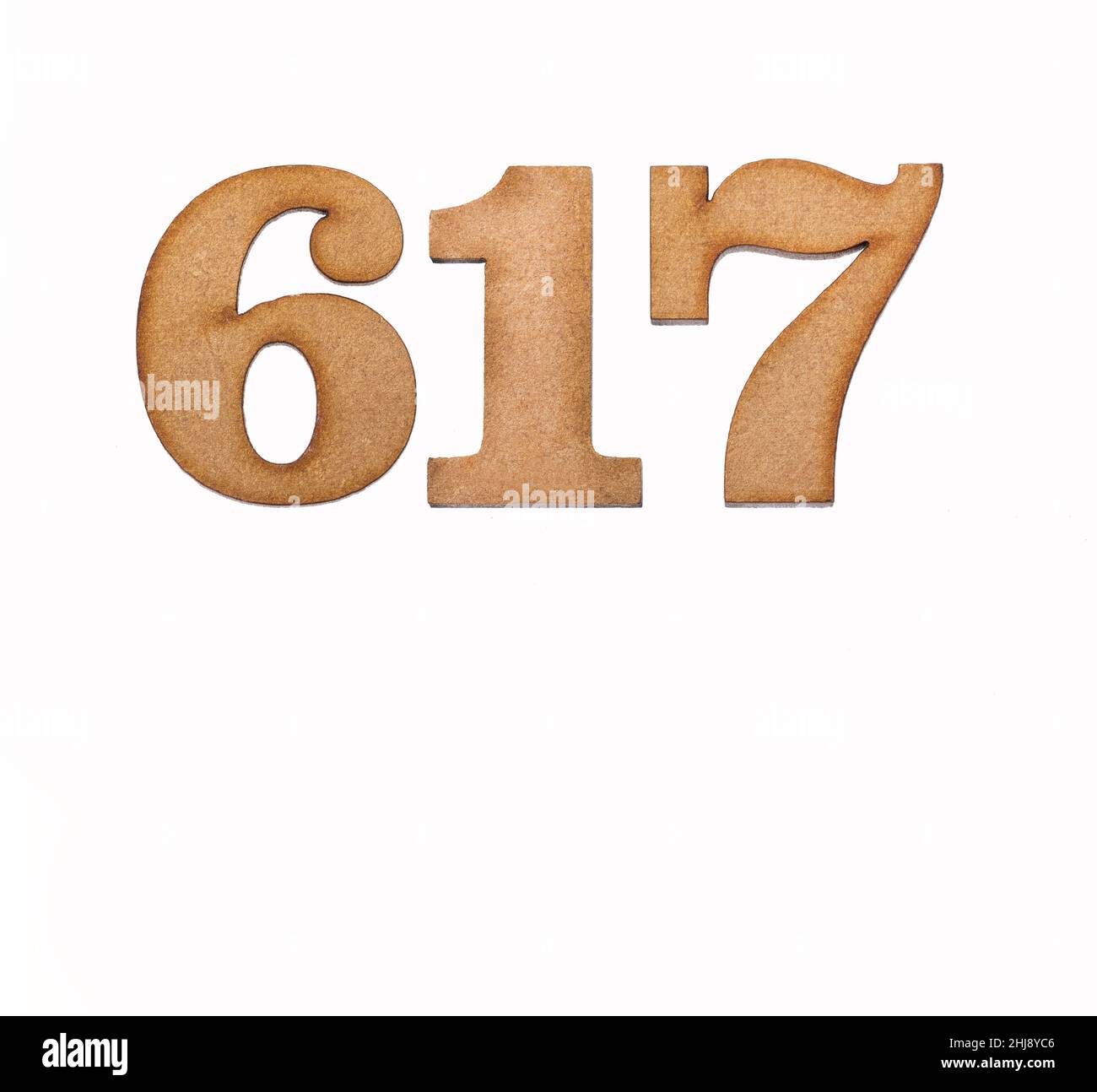 Number 617 in wood, isolated on white background Stock Photo - Alamy