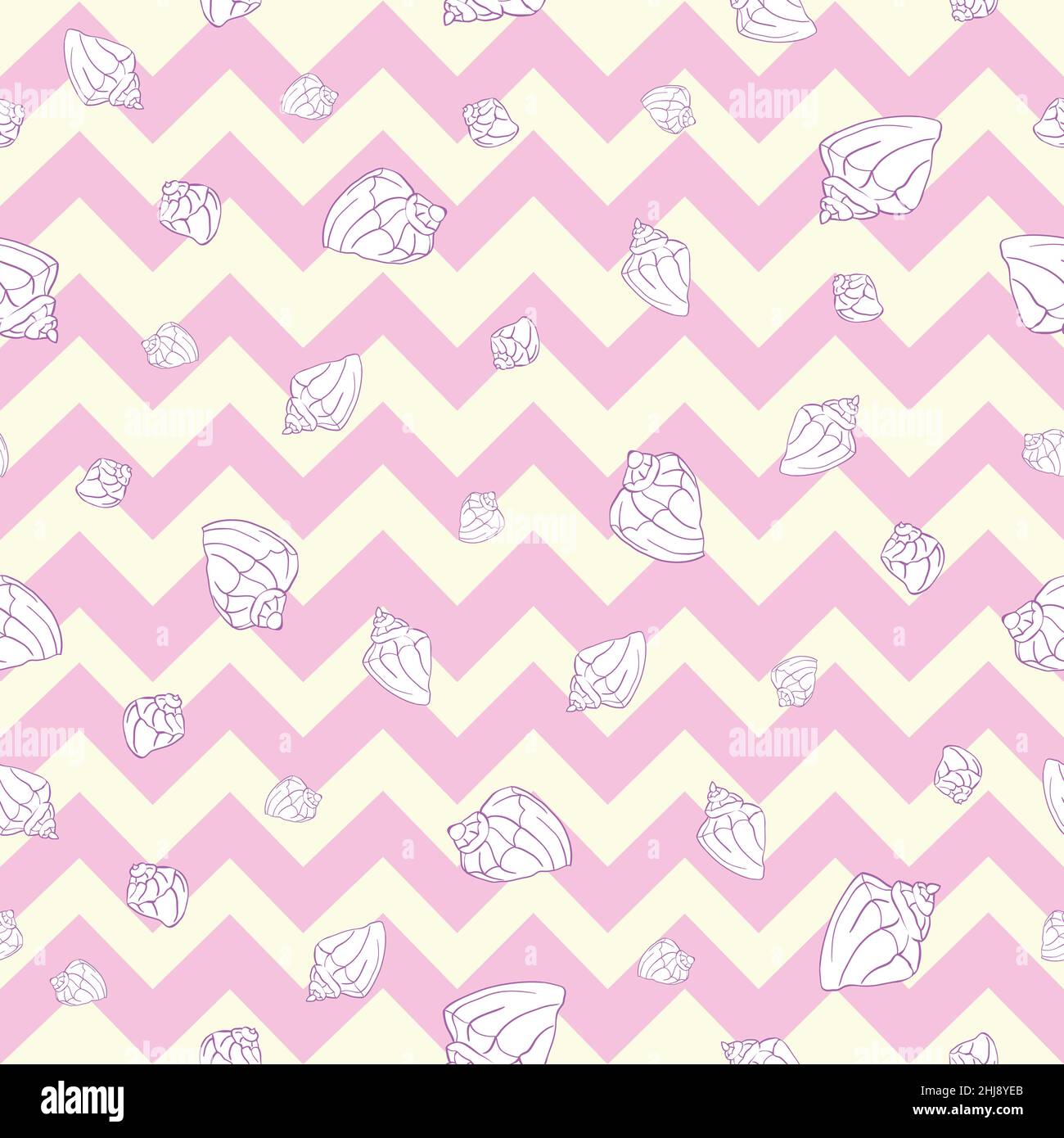 Hand drawn vector illustrations - seamless pattern of seashells. Marine ...