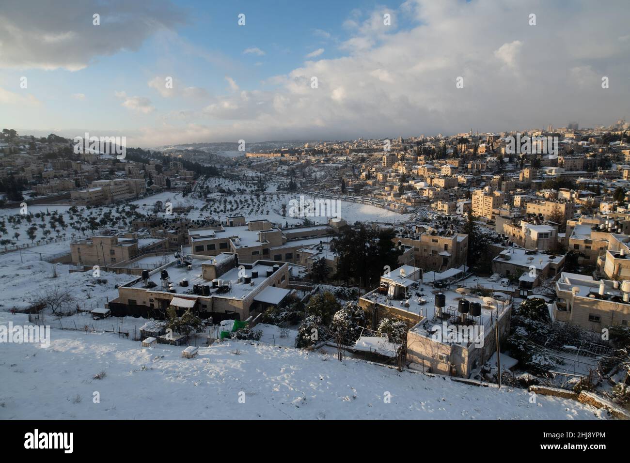 Elpis storm covers Jerusalem with snow Stock Photo - Alamy