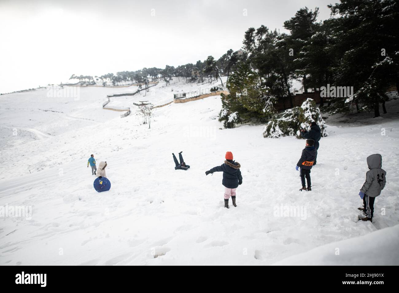 Elpis storm covers Jerusalem with snow Stock Photo - Alamy
