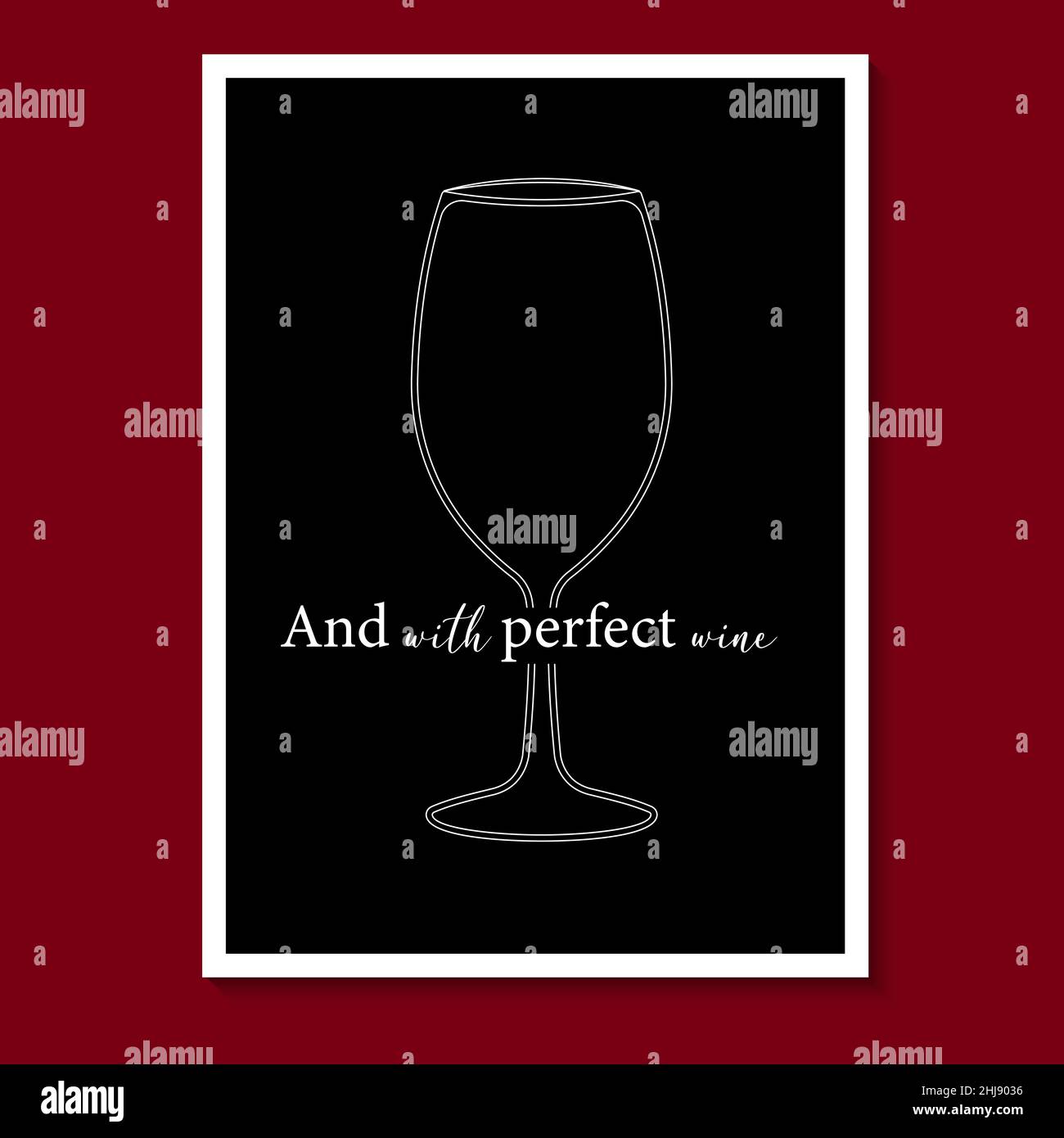 Minimalist Kitchen Poster Vector. And with perfect wine. Wording design