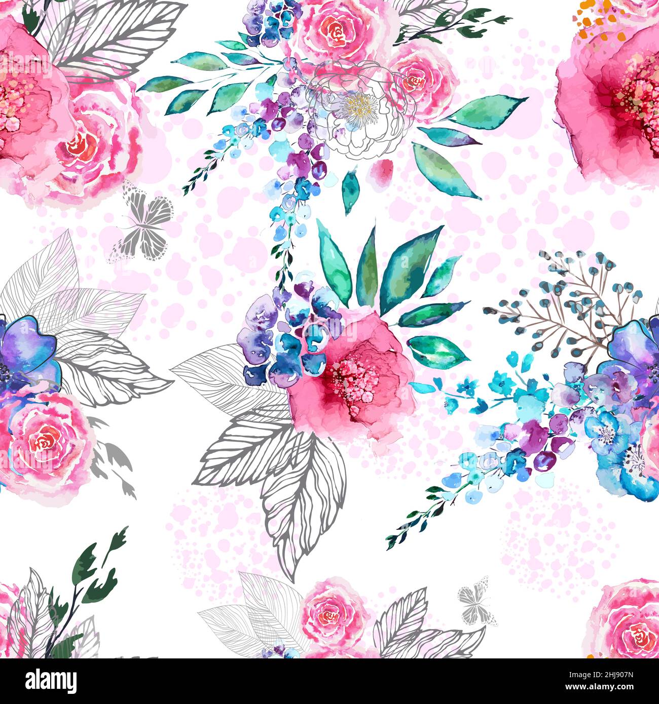 Seamless background watercolor flowers. Vector illustration Stock ...