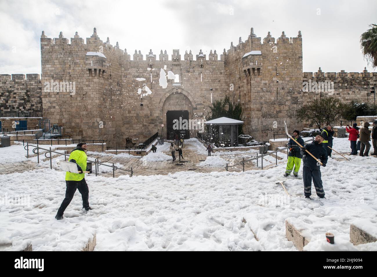 Elpis storm covers Jerusalem with snow Stock Photo - Alamy