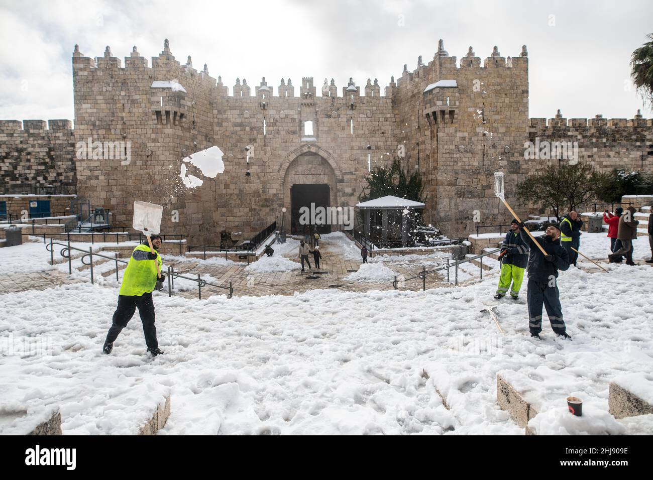 Elpis storm covers Jerusalem with snow Stock Photo - Alamy