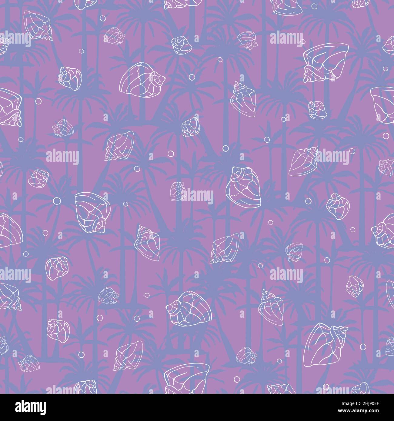 Hand drawn vector illustrations - seamless pattern of seashells. Marine ...
