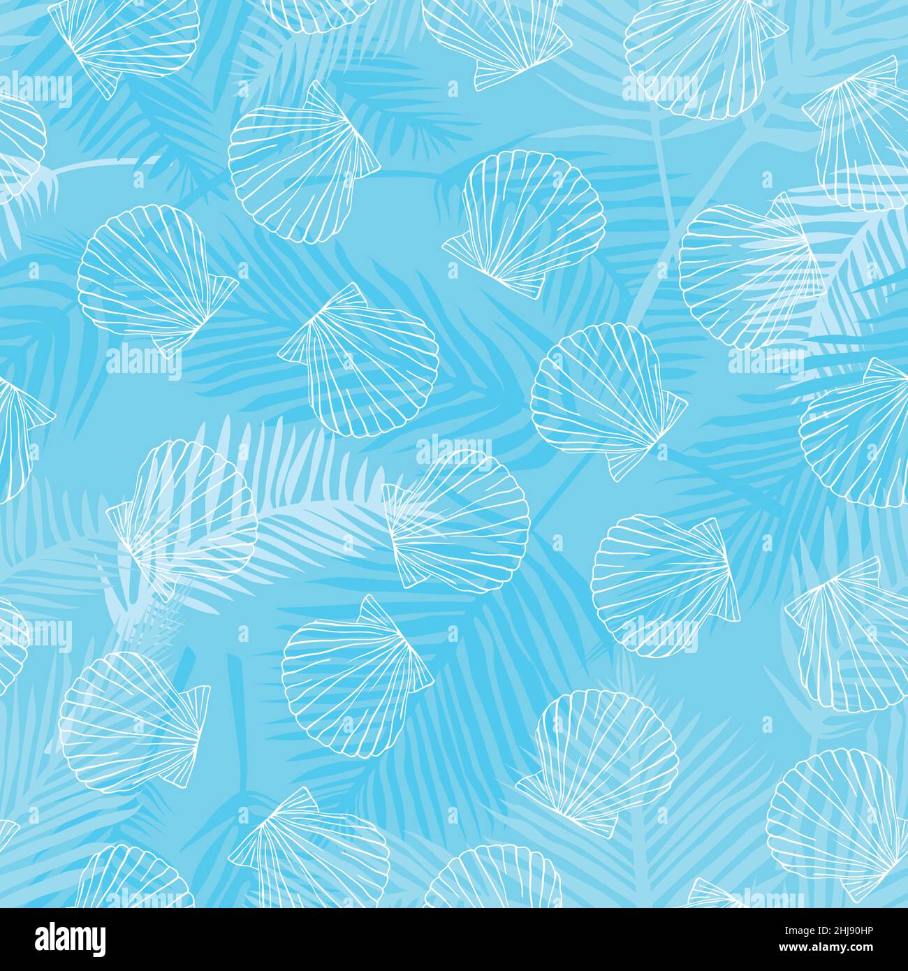 Hand drawn vector illustrations - seamless pattern of seashells. Marine ...