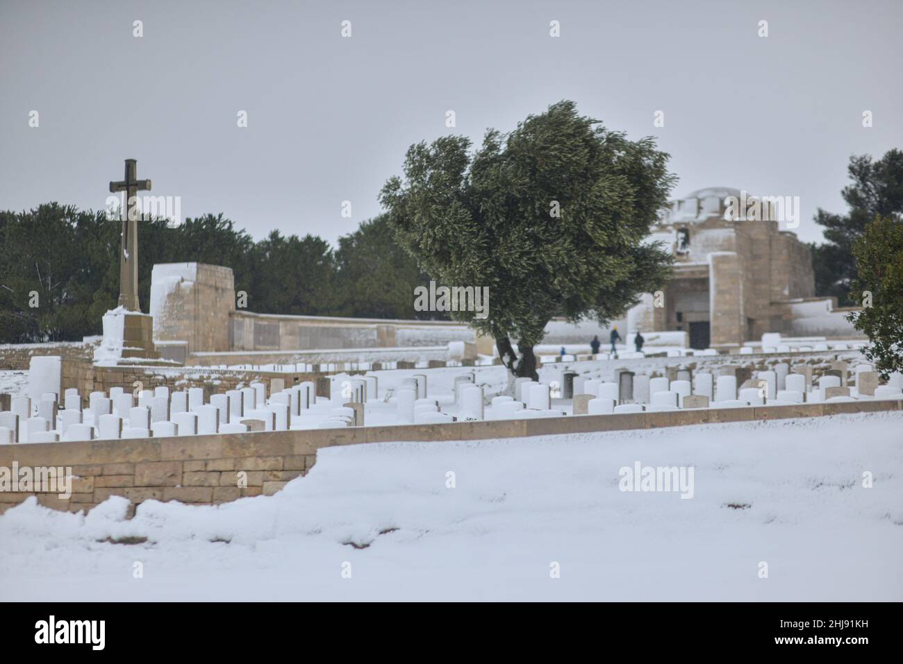 The British Military Cemetery for fallen servicemen of the British Commonwealth in World War I in Palestine. Jerusalem, Israel. Jan 27th 2022. ( Credit: Matan Golan/Alamy Live News Stock Photo