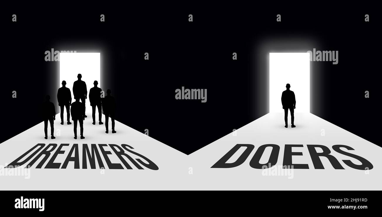 Dreamers Vs Doers Abstract Concept with People Gathering in front ...
