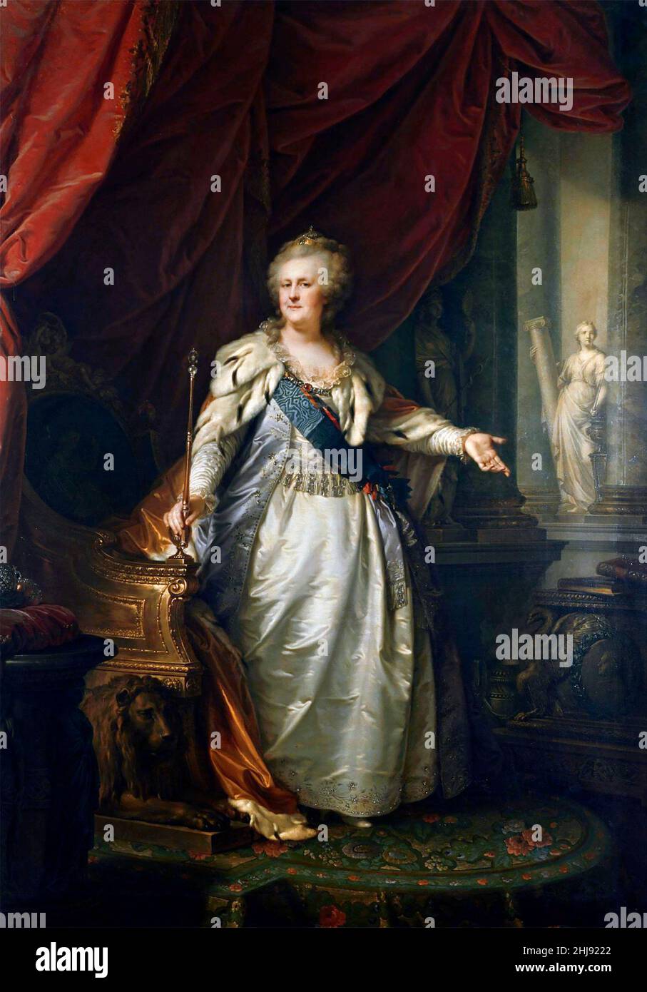 Catherine the Great. Portrait of Catherine II of Russia (1729-1796) by Johann Baptist Lampi the Elder (1751-1830), oil on canvas, 1793 Stock Photo