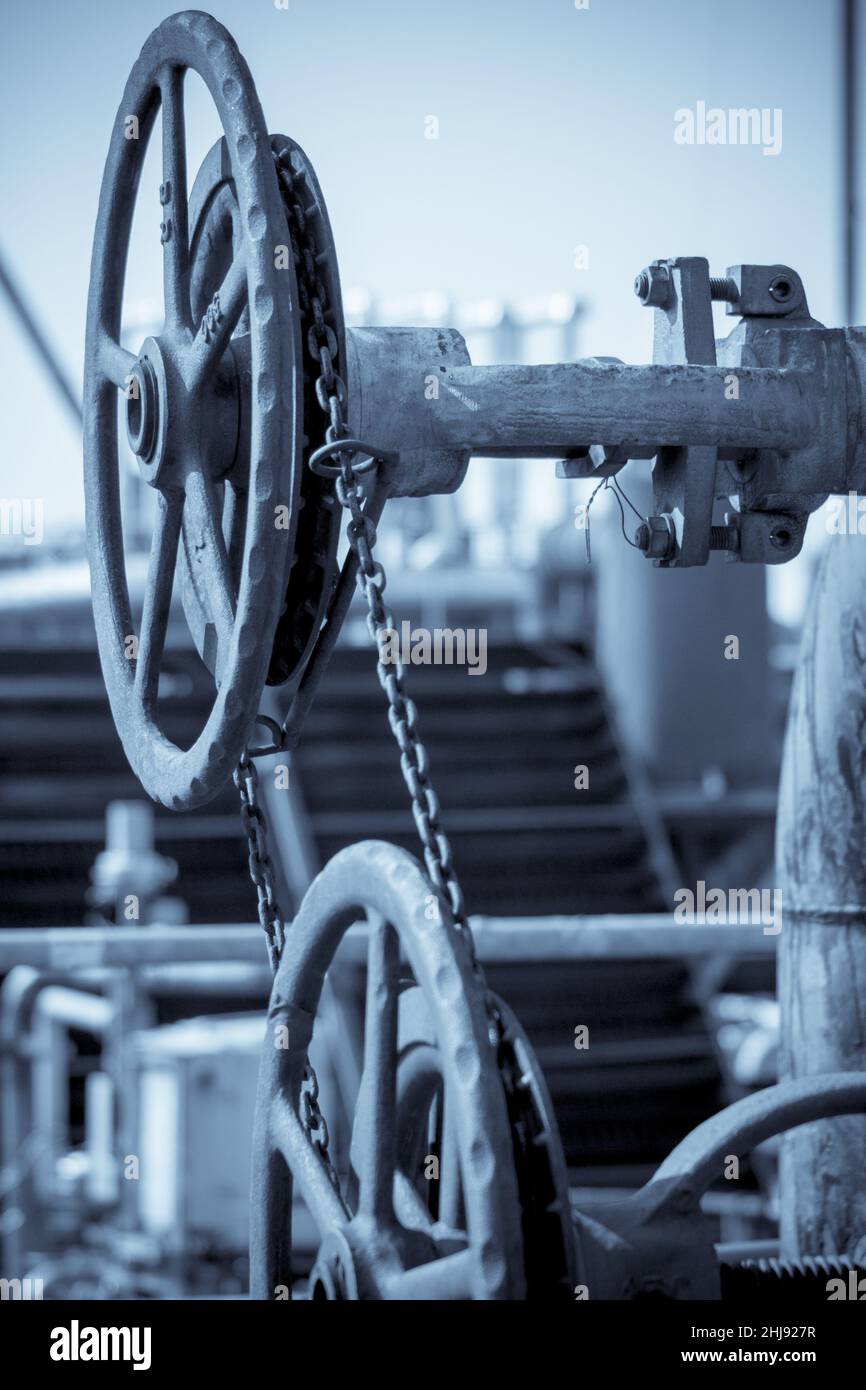 Detail view of a combined gate valve closure Stock Photo