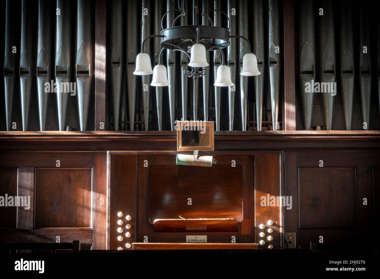 The organ All Saints Church Easton, Suffolk, UK Stock Photo