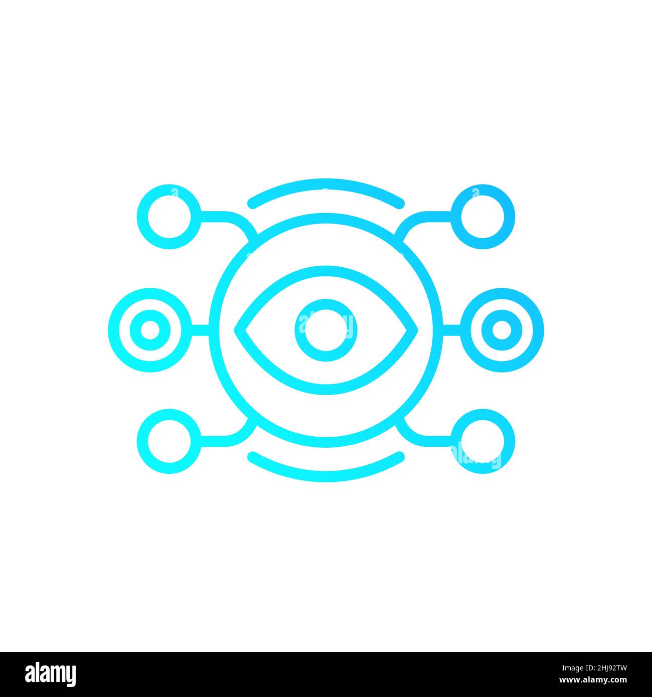 Machine vision and visual recognition line icon Stock Vector