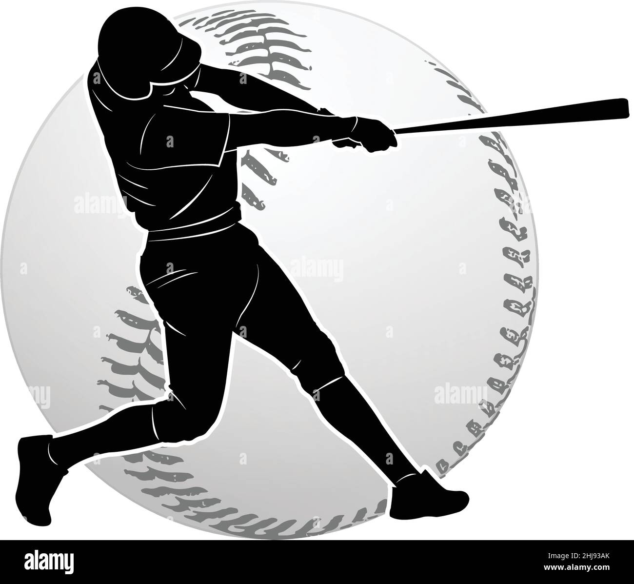 baseball player silhouette - vector Stock Vector