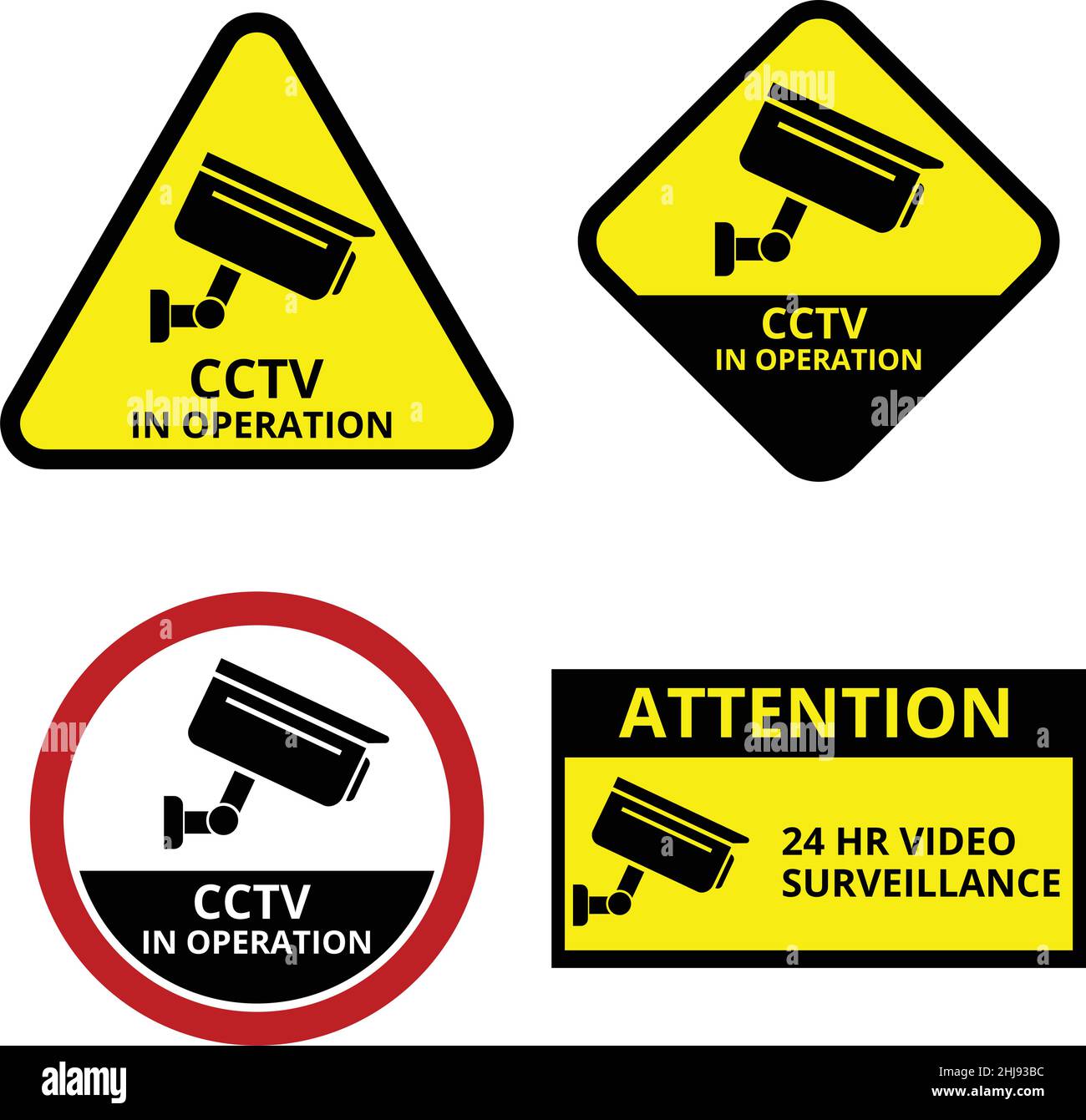 cctv in operation, video surveillance signs - vector Stock Vector