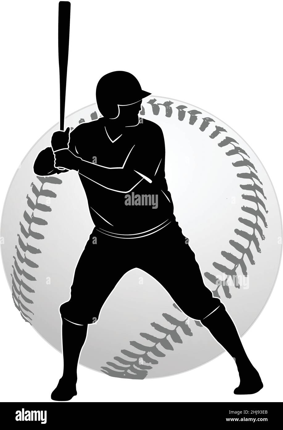 baseball player silhouette - vector Stock Vector