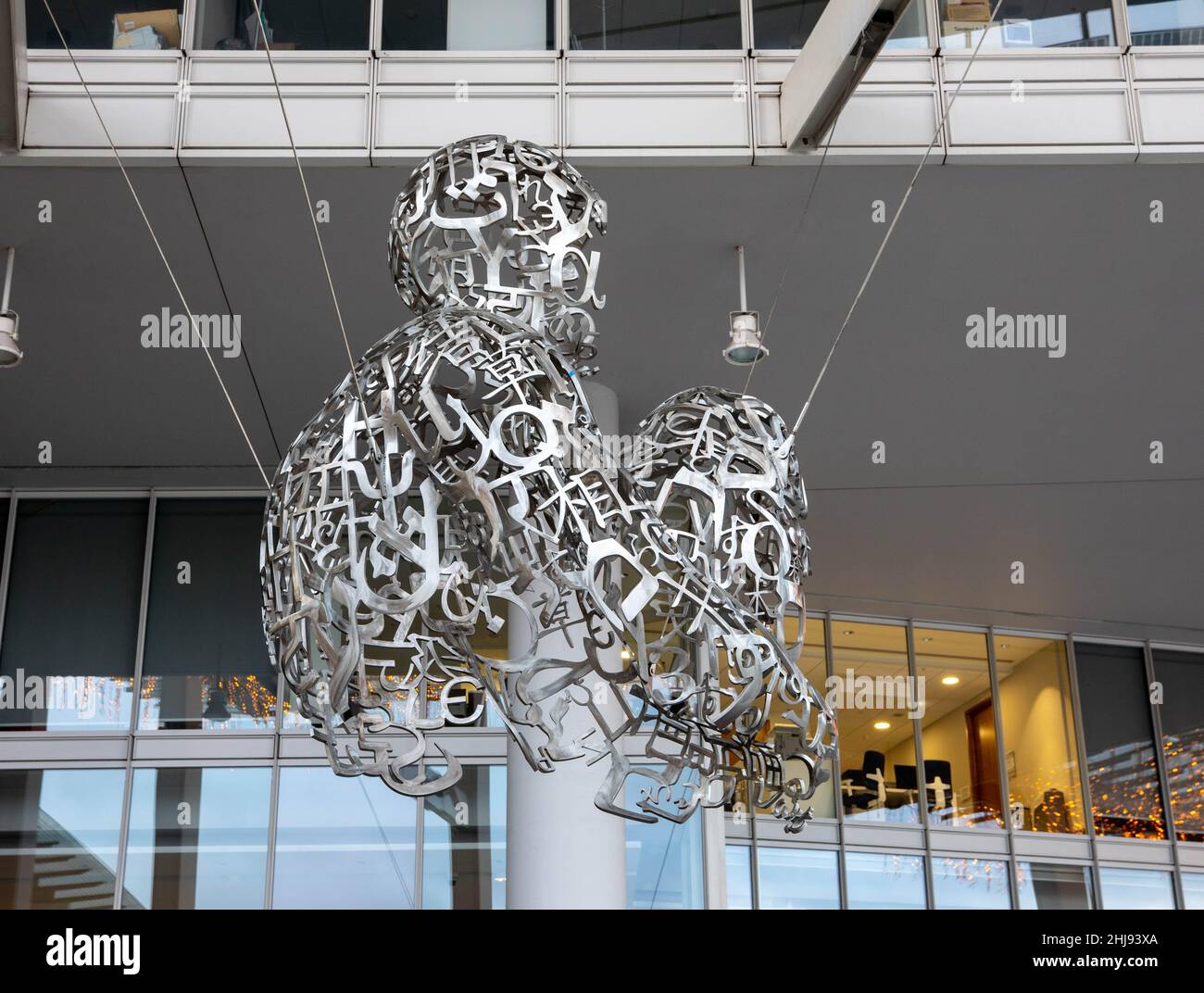 Sculpture of human made from letters from different alphabets Stock ...