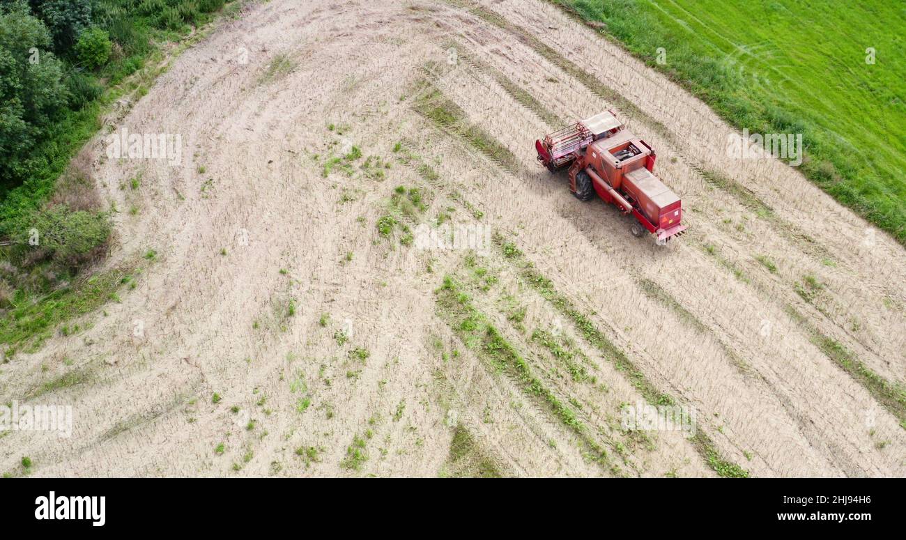 Agriculture Harvester Harvesting Field Aerial View Stock Photo - Alamy