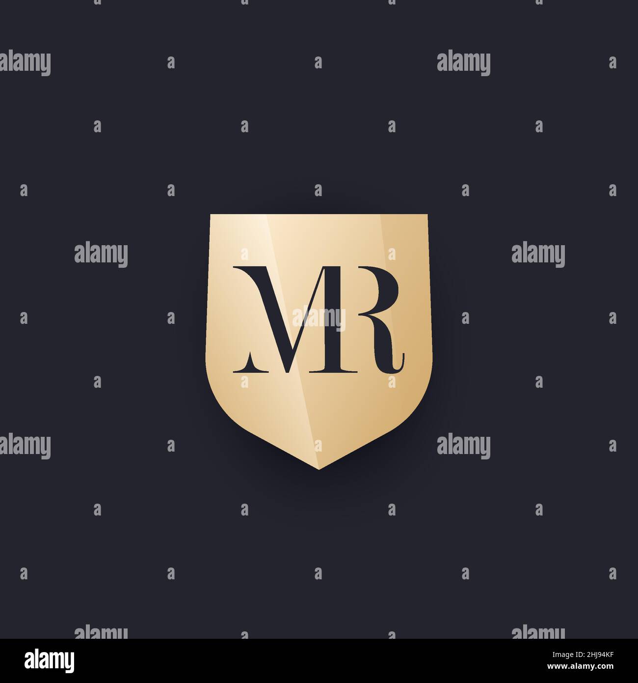 MR monogram with shield, vector logo Stock Vector