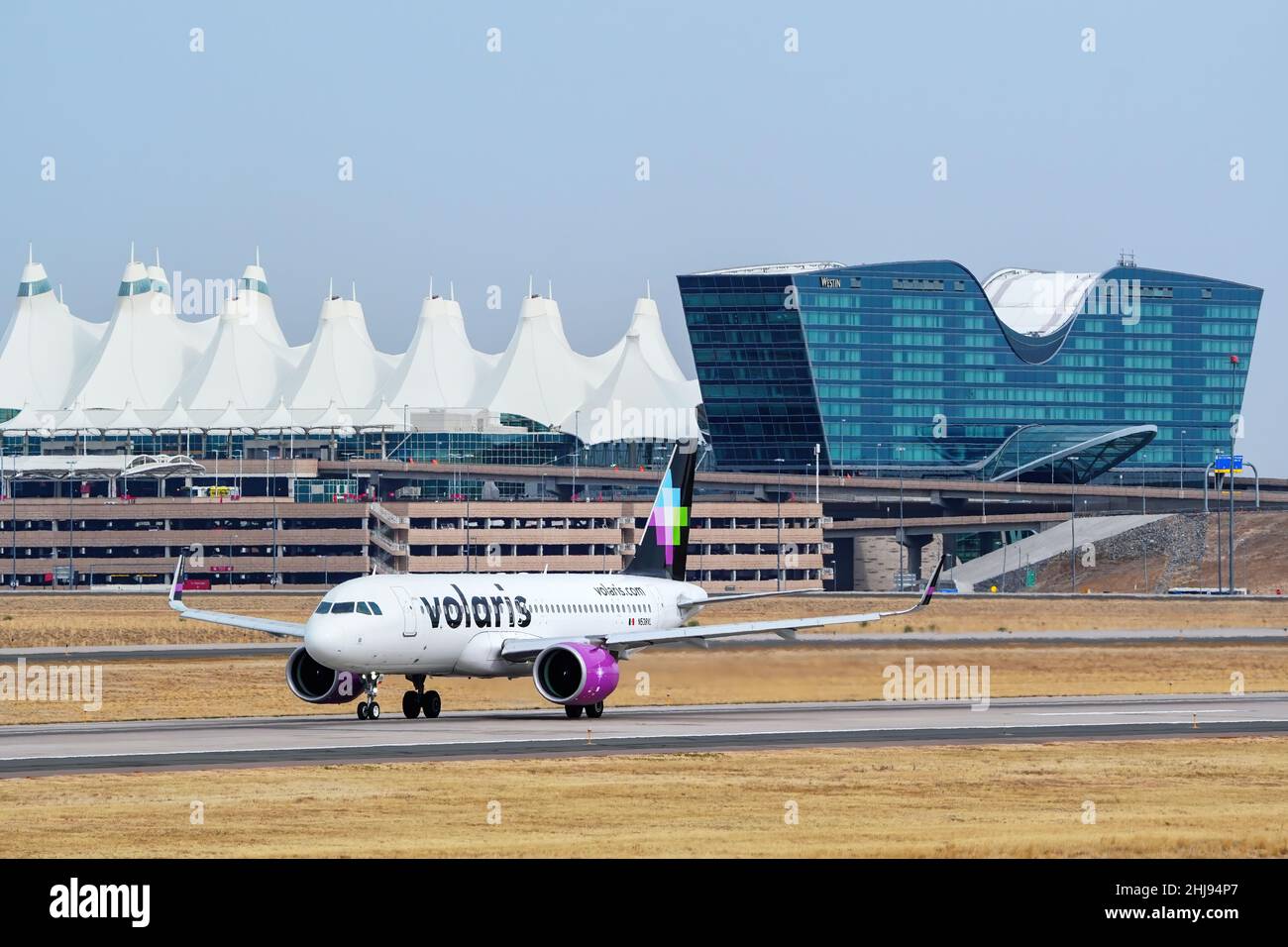DENVER, USAOCTOBER 17 Airbus A320 operated by Volaris taxis on