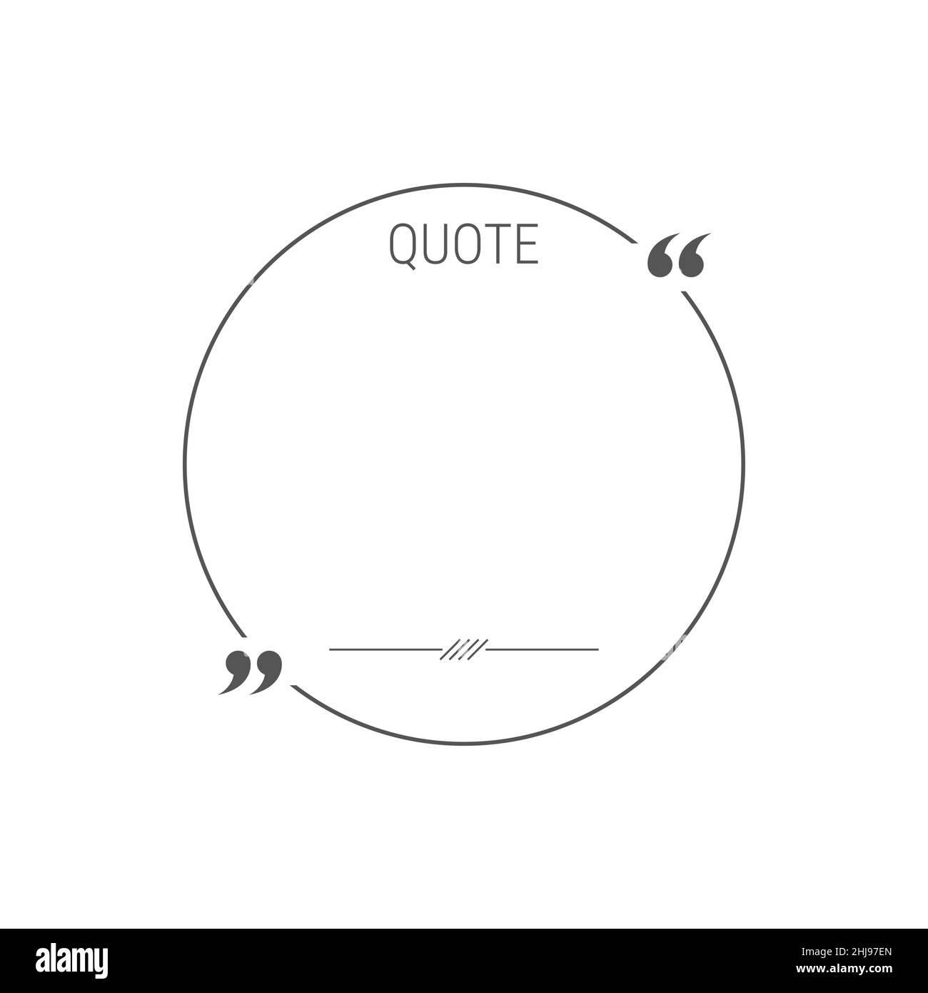 Circle quote box frame. Texting quote box. Blank template quote text