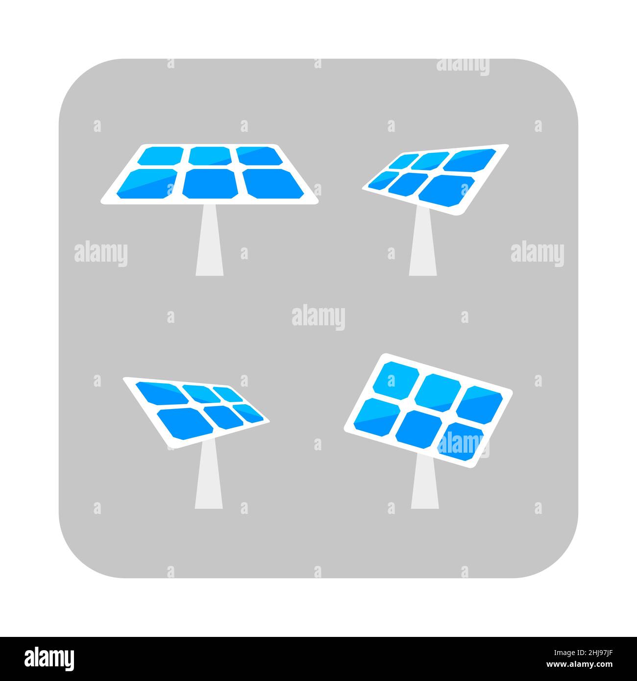 Blue solar panel icon set. Alternative eco green energy. Flat vector ...